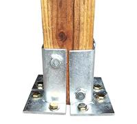 Heavy Duty Adjustable Wood Fence Post Support, Reinforced Bracket for Fence and Deck Railings, Includes Concrete Bolts, 10cm High