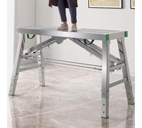Heavy Duty Adjustable Work Platform & Steel Ladder Scaffolding - Foldable Design Max Load 800 lbs (160x40) - Ideal for Home Garage Construction & DIY Projects