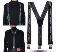 Heavy Duty Adjustable Y-Back Braces, Elastic Suspenders With 4 Metal Clips For Motorcycle Racing Pants Snow Jet Trousers Black L(Black L)
