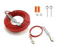 Heavy Duty Aerial Dog Tie Out Trolley System for Small to Large Dogs - Dog Run Cable 100ft /75ft Zipline with 10ft Runner Cable Great for Yard Camping Outdoor (Red, 75 ft for one Dog up to 125 lbs)