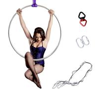 Heavy Duty Aerial Hoop Set with Rigging Hardware Kit - Single Point Lyra Ring for Aerialists, Circus Training, Aerial Yoga, Dance, & Acrobatics, Complete Professional Equipment
