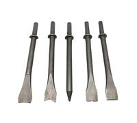 Heavy Duty Air Hammer Chisel Set 5pcs Steel Hex Shank Enhanced Stability Slip Resistant for Metal Removal Shaping Breaking 175mm Fits Mechanics DIY Construction Silver Gray