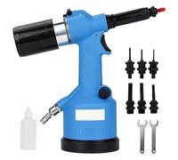 Heavy Duty Air Hydraulic Rivet Nut Tool,Nut Pistol Type Riveter Gun,Pneumatic Riveter Automatic Rivet Nut Gun Tool Setting Kit,19.1kn Working Tension, with 6 Types of Nozzles Rivets