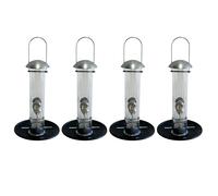 Heavy Duty Aluminium Bird Seed Feeder with Seed Catcher Tray- Set of 4