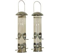 Heavy Duty Aluminium Bird Seed Feeders with 4 Feeding Ports (Set of 2)