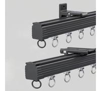 Heavy Duty Aluminium Ceiling Curtain Track Set 370cm Glide Curtain Rails for Living Room Bedroom Room Divider 120cm 150cm 160cm 200cm 300cm (Black)