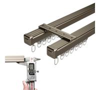 Heavy Duty Aluminium Curtain Rails Ceiling or Wall Mount Double Track for Living Room & Bedroom Room Divider Track Set Customizable Length 1 10m Brown Color 150cm Size