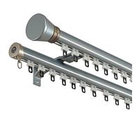 Heavy Duty Aluminium Curtain Rod, Curtain Rail Tracked Curtain Pole Wall Mount, Install Strong Support, for Room Divider Shower(Grau,Double pole)