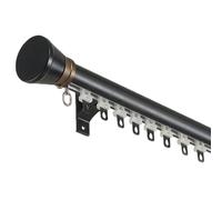 Heavy Duty Aluminium Curtain Rod, Curtain Rail Tracked Curtain Pole Wall Mount, Install Strong Support, for Room Divider Shower(Black,Single pole)