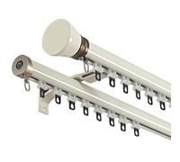 Heavy Duty Aluminium Curtain Rod, Curtain Rail Tracked Curtain Pole Wall Mount, Install Strong Support, for Room Divider Shower(White,Double pole)
