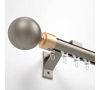 Heavy Duty Aluminium Curtain Rod - Decorative Window Treatment Room Divider Track with Silent Pulleys Wall Bracket & End Caps - 280cm/9.2ft (Champagne)