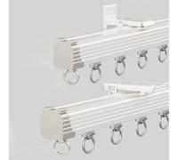 Heavy Duty Aluminium Curtain Track Set Glide Curtain Rails 120cm 300cm for Living Room & Bedroom Room Divider Track Easy Installation White Finish (410cm Total Length)