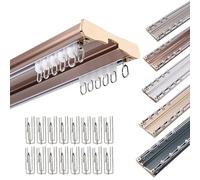Heavy-Duty Aluminium Curtain Track - Silent Double Row Ceiling Mount Curtain Rod with Roller Hooks Ideal for Bedroom & Living Room Available in Pink 2.4m 1M-6M Options