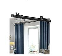 Heavy Duty Aluminium Curtain Track System, Ceiling Curtain Track, Curtain Rail With Mute Rollers, Perfect For Bay Windows, Caravan Curtains, Trailers, Room Dividers ( Color : Noir , Size : 1.8m/6ft )