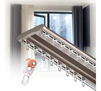 Heavy Duty Aluminium Curtain Tracks - Ceiling Mount Double Glide Rail for Office & Home Room Dividers - 460cm Champagne Color Silent Operation Durable & Versatile