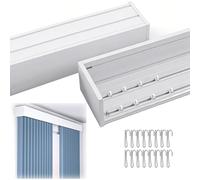 Heavy-Duty Aluminium Double Curtain Tracks - 21ft Three-in-One Cornice Board Rail System for Living Room & Bedroom - Ceiling or Wall Mount, White, 3.3-26.2 Ft Adjustable