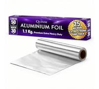 Heavy Duty Aluminium Foil 25 Micron - Extra Thick Foil Roll 50m x 30cm - Premium Catering Kitchen Foil - Strong Tin Foil for Cooking, Baking & BBQ - 1.1kg | Quinde®