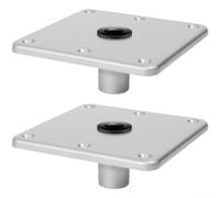 Heavy Duty Aluminum Alloy Boat Seat Base with 3/4 Inch Pin Socket, Single Piece Die Cast Bracket for Stable Swivel Seat Connector, 7x7 Inch Silver Pedestal Mount(B)