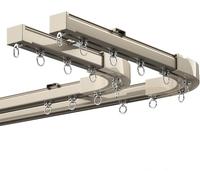 Heavy Duty Aluminum Alloy Ceiling/Wall Curtain Track Rod with 90° Corner Bend for Bay Windows & Bedrooms Double/Single Rail White Finish Durable Design