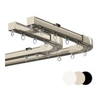 Heavy Duty Aluminum Alloy Curtain Rails Ceiling & Wall Track Rods with 90° Corner Bends for Bay Windows Single/Double Track System for Bedroom Curtains