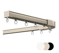 Heavy-Duty Aluminum Alloy Curtain Rails - Ceiling & Wall Tracks Single/Double Rods with 90° Corner Bends for Bay Windows & Bedrooms - Durable Curtain Solutions