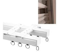 Heavy Duty Aluminum Alloy Curtain Rails for C or Wall Mounting Heavy Duty Double Track Curtain Rods for Bedroom Bay Windows White 3.1m/10.1ft