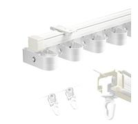 Heavy Duty Aluminum Alloy Water Wave Curtain Rail, Aluminium Curtain Tracks System, Straight Track, Suitable for Single Opening Curtains, Pulley Distance 3in, Serpentine Curtain Mute Curtain Track(Whi