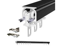Heavy Duty Aluminum Ceiling Curtain Rod - Silent Wall Rails for RV & Bay Windows - 142" Black Curtain Rail Kit for Easy Installation and Smooth Operation