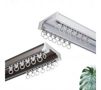 Heavy-Duty Aluminum Ceiling Curtain Track - Double Track Rails for Curtains Ceiling-Mounted Ideal for Living Room & Bedroom Room Dividers White/Brown 2.6m/8.5ft