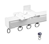 Heavy-Duty Aluminum Curtain Rods, 120cm Ceiling/Wall Mount Track System, Ideal Room Divider for Bay Windows, White, Includes Accessories for Easy Installation