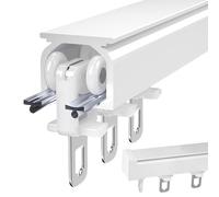 Heavy-Duty Aluminum Curtain Track - Lightweight Ceiling & Wall Mount Rails (0.5m to 6m) with Support Brackets for Window & Room Divider Use