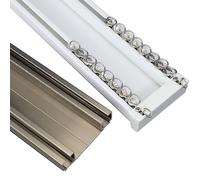 Heavy-Duty Aluminum Curtain Track System - Double Conjoined Ra for Ceiling Mount Ideal for Room Dividers & Heavy Curtains 250cm Elegant Gold Finish