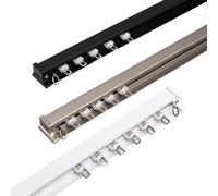 Heavy-Duty Aluminum Curtain Track System for Wall/Ceiling Mount 1.5m Gray Curtain Rails Ideal for Living Room Bedroom Room Dividers Hidden Installation