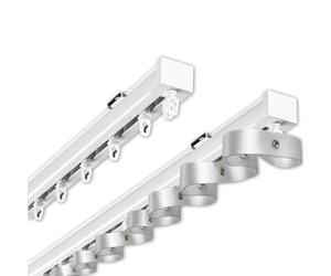 Heavy-Duty Aluminum Curtain Track System Serpentine Water Wave Curtain Rail Top/Side-Mounted Sliding Track for Living Room & Office - 240cm (7.9FT)