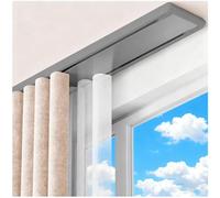 Heavy-Duty Aluminum Double Curtain Track Ceiling Mounted 1.6-6m Quiet Curtain Rod System for Living Room (Gray 3.2m) - Versatile Easy Installation