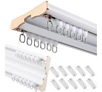 Heavy Duty Aluminum Double Curtain Track - Ceiling Mounted Silent Slider for Bedroom Living Room Hotel Window Treatment (White 4.8m/15.7ft)
