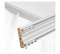 Heavy Duty Aluminum Double Curtain Track with Dual Pulley System - 16.4ft Ceiling Mount Ra for Home & Office - 7 Elegant Colors (Color:D)