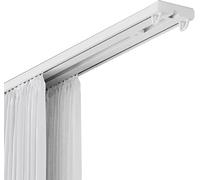 Heavy Duty Aluminum Double Curtain Tracks Silent Sliding Ceiling Rail System for Room Dividers Drapes & Blackout Curtains 600cm Black for Bedroom Living Room & Kitchen