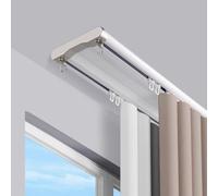 Heavy Duty Aluminum Double Drop Ceiling Curtain Track - Silent Sliding Easy Install for Drapes & Room Dividers 1.4m (4.6ft) - White Durable Ceiling Mounted Solution