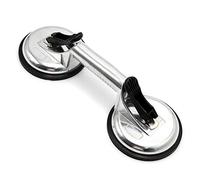 Heavy Duty Aluminum Double Handle Suction Cup Plate Professional Glass Puller/Lifter/Gripper (2 claw silver)