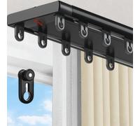 Heavy Duty Aluminum Dual Track Curtain Rail Top Mounted Sliding Guide for Roman Shades 3.9m Long Durable Black Integrated Design for Smooth Operation and Easy Installation