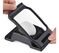 Heavy Duty Aluminum Egg Slicer with Stainless Steel Cutting Wire for Hard Boiled Eggs, Strawberries, Mushrooms, and Soft Fruits - Black