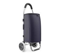 Heavy Duty Aluminum Grocery Cart, Foldable Rolling Trolley with Large Oxford Bag, Lightweight Portable Utility Caddy for Camping and Travel, 50kg Load Capacity