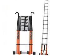 Heavy Duty Aluminum Telescoping Ladder 20ft/23.6ft/25ft/26ft Folding Extension Ladder with Hooks & Stabilizer Bar Perfect for Rooftop RV Attic Home & Outdoor Use