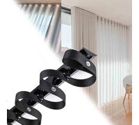 Heavy-Duty Aluminum Wavy Curtain Track System 4.9ft Ripple Fold Traverse Rail Room Divider Rod Black Perfect for Curtains and Drapes