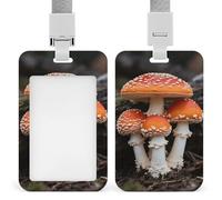 Heavy Duty Amanita Caesarea Badge Holder Clear Id Card Name Tag Holders with Breakaway Lanyard Waterproof Vertical Card Holder Case Gift for Teacher Nurse Doctor Office Coworkers