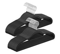 SONGMICS Coat Hangers, Pack of 30, Heavy Duty Plastic Hangers, Non-Slip, Space-Saving Clothes Hangers, 0.5 cm Slim, 42 cm Wide, 360° Swivel Silver Hook, Black CRP020B03