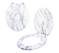 Anika Toilet Seat 92499 - Marble Effect, Chrome Hinges, Easy Installation, 43 x 37.5 cm, Dome