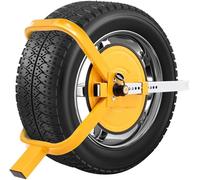 Heavy Duty Anti-Theft Wheel Clamp Lock for Small-Wheeled Cars, Caravans, Trailers, and Motorhomes | Fits 13" to 15" Wheels | Adjustable Metal Wheel Clamp Yellow