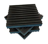 Heavy Duty Anti Vibration Isolation Pads 4" X 4" X 7/8" Ribbed Rubber with Blue Composite Foam Center, Quantity 4